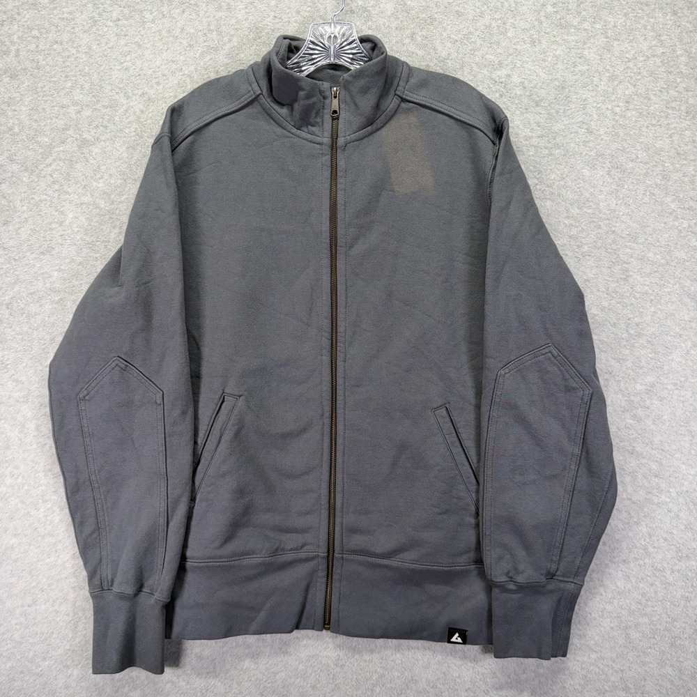 American Giant Sweatshirt Mens Large Gray Full Zip Fleece Mock Neck USA
